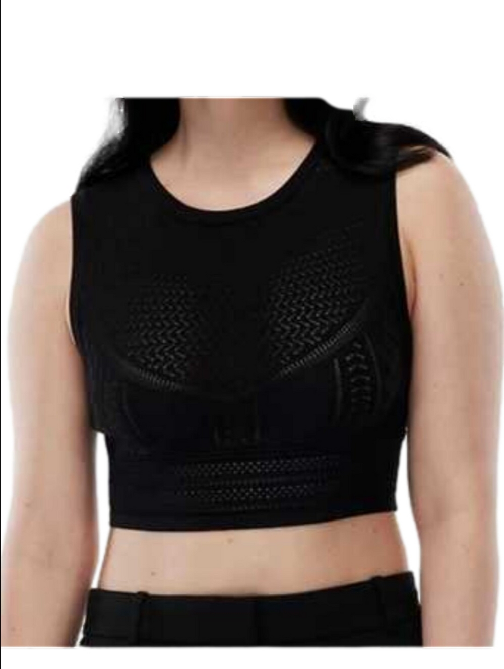 ARITZIA BABATON black Pointelle cropped  Tank top